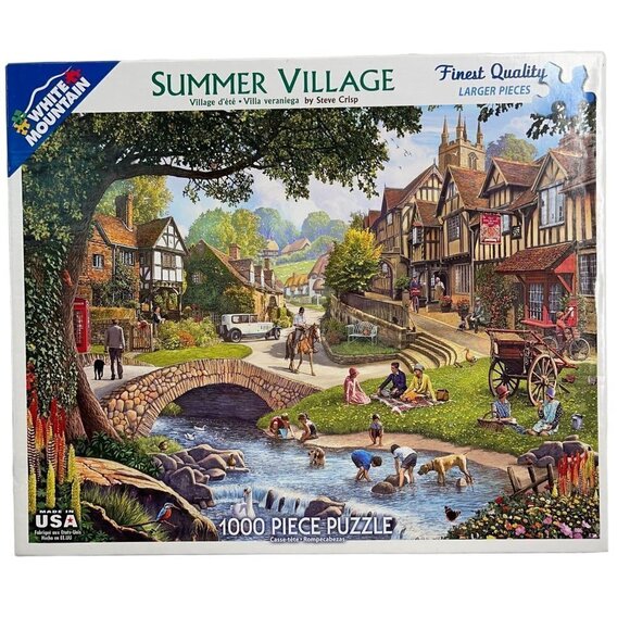 White Mountain Summer Village 1000-Piece Jigsaw Puzzle, Steve Crisp, Item 1212 - Picture 1 of 5